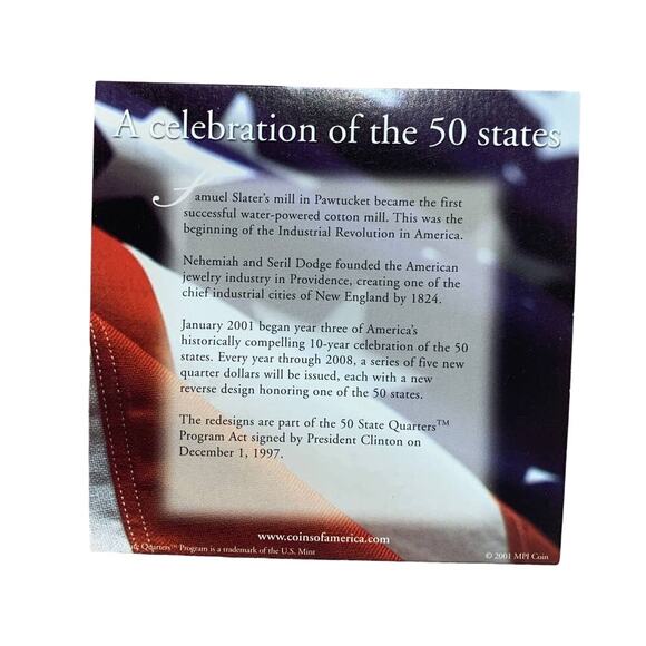 US Minted Quarter Dollar Rhode Island Numbered Coin Set Sealed 13 of 50 - Picture 3 of 4